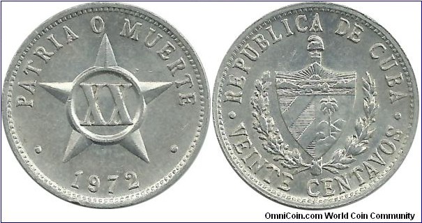 Cuba 20 Centavos 1972