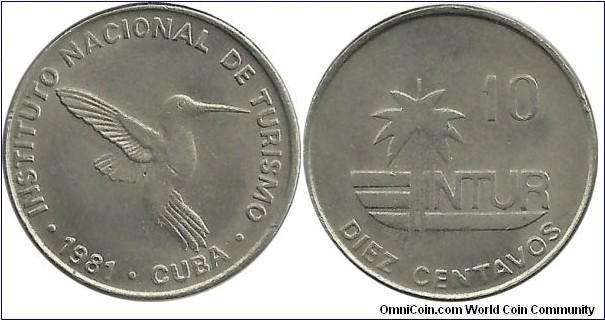 Cuba-INTUR 10 Centavos 1981