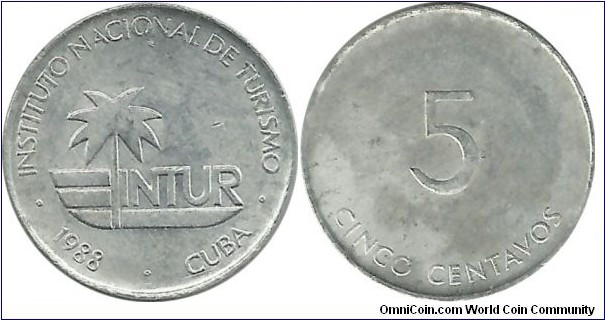 Cuba-INTUR 5 Centavos 1988