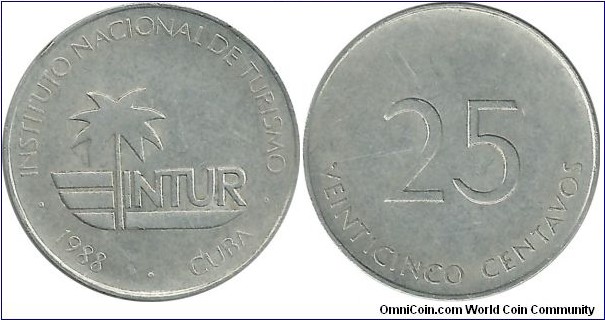 Cuba-INTUR 25 Centavos 1988