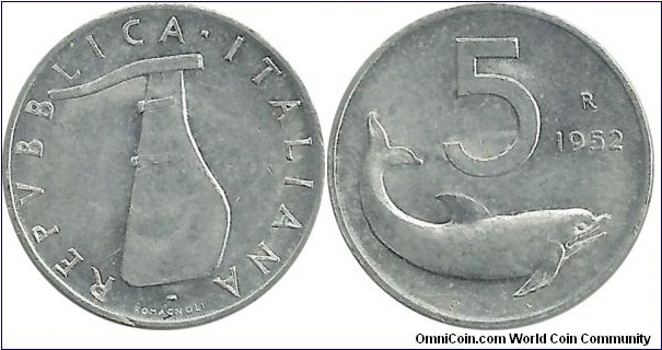 Italy 5 Lire 1952