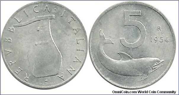 Italy 5 Lire 1954