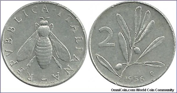 Italy 2 Lire 1956