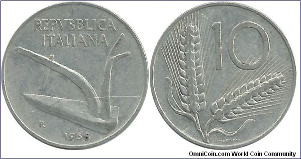 Italy 10 Lire 1956