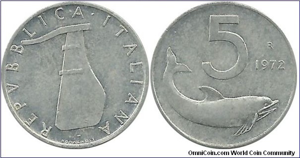 Italy 5 Lire 1972