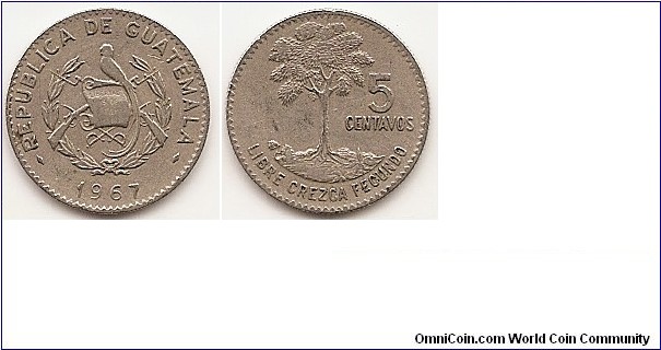 5 Centavos
KM#266.1
1.6000 g., Copper-Nickel, 16 mm. Obv: National arms Rev: Kapok tree Edge: Reeded