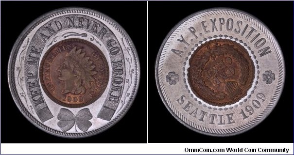 Alaska Yukon Pacific Exposition encased cent.