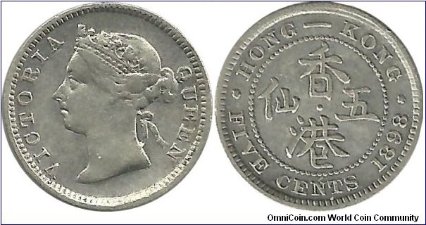 HongKong 5 Cents 1898