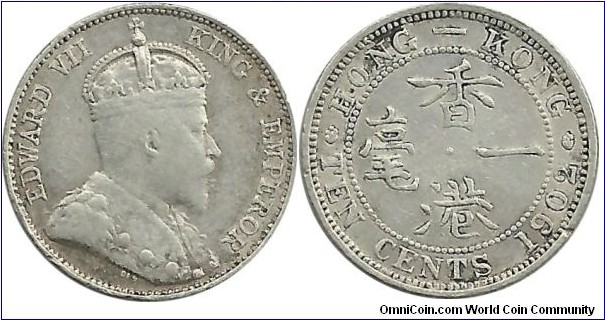 HongKong 10 Cents 1902
