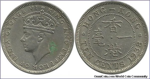 HongKong 10 Cents 1938