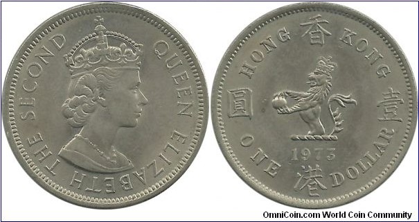 HongKong 1 Dollar 1973 - reeded edge