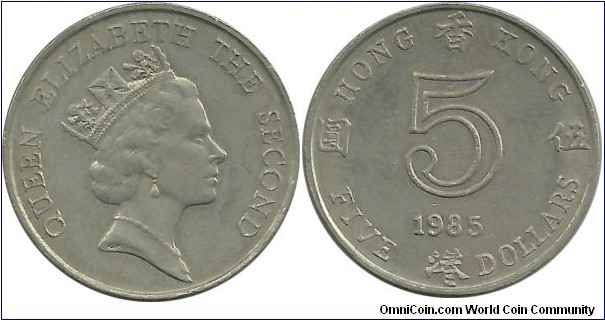 HongKong 5 Dollars 1985