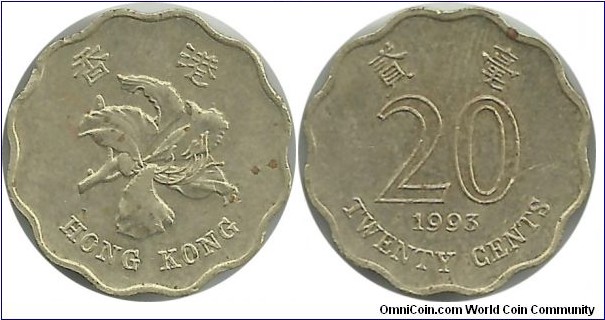HongKong 20 Cents 1993