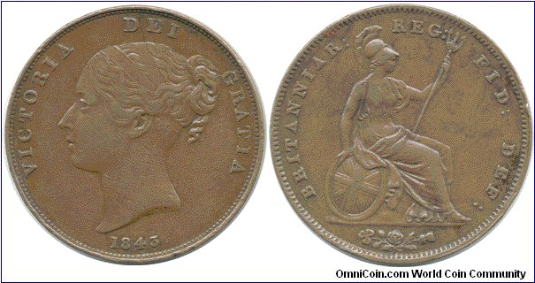 1843 Reg: Penny aEF
Very rare