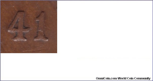 Detail: Re-engraved date for NF41B, 1941 Newfoundland cent