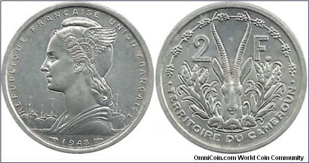 FrenchEquatorialAfrica 2 Francs 1948 (Territoire du Cameroun)