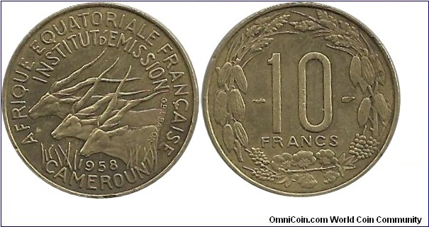 FrenchEquatorialAfrica 10 Francs 1958 Cameroun