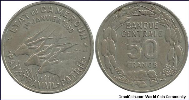 Etat du Cameroun 50 Francs 1960 - Independence