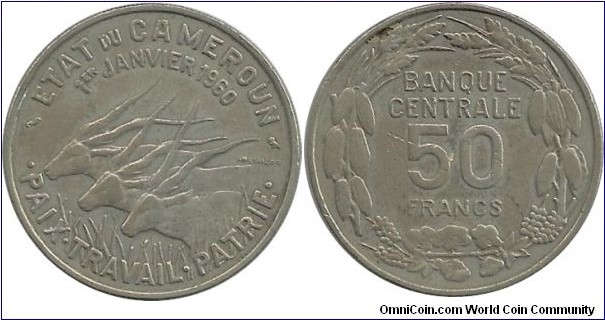Etat du Cameroun 50 Francs 1960 - Independence