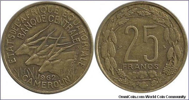 EquatorialAfrican States 25 Francs 1962 Cameroun