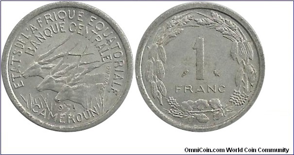 EquatorialAfrican States 1 Franc 1971 - Cameroun