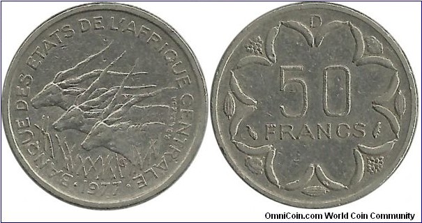 CentralAfrican States 50 Francs 1977D-Republique Gabonaise