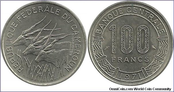 CentralAfrican States 100 Francs 1971-Republique Federale du Cameroun