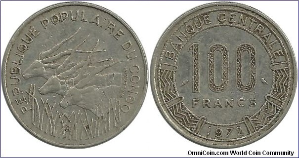 CentralAfrican States 100 Francs 1972-Republique Populaire du Congo