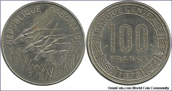 CentralAfrican States 100 Francs 1972-Republique Gabonaise