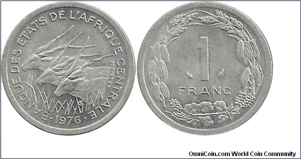 CentralAfrican States 1 Franc 1976