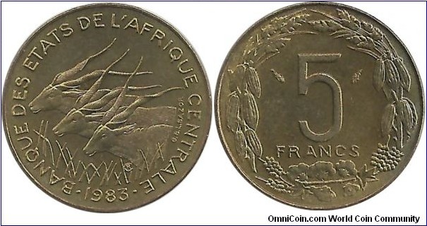 CentralAfrican States 5 Francs 1983