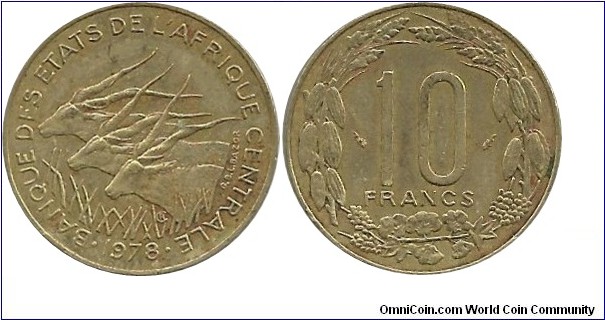 CentralAfrican States 10 Francs 1978