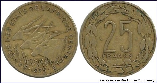 CentralAfrican States 25 Francs 1975