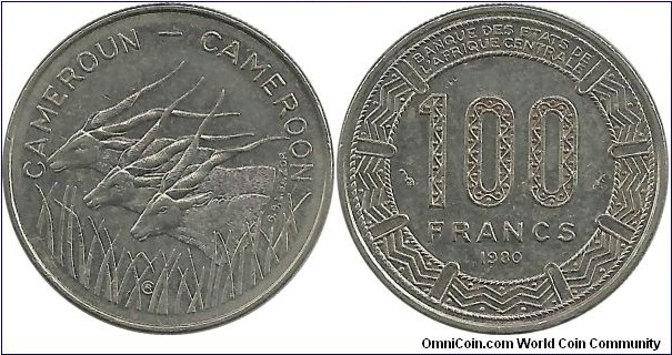CentralAfrican States 100 Francs 1980-Cameroun-Cameroon