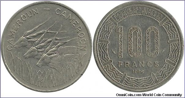 CentralAfrican States 100 Francs 1986-Cameroun-Cameroon