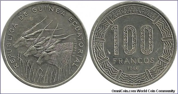 CentralAfrican States 100 Francos 1986-Republica de Guinea Ecuatorial