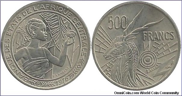 CentralAfrican States 500 Francs 1976E-Republique Federale du Cameroun