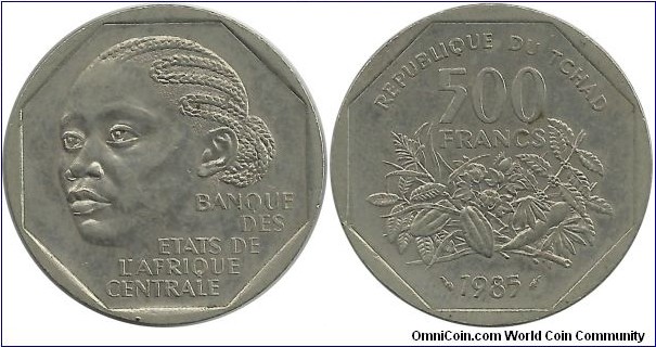 CentralAfrican States 500 Francs 1985-Republique du Tchad