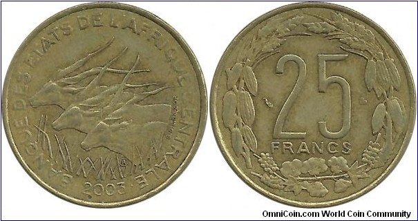 CentralAfrican States 25 Francs 2003