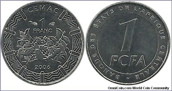 CentralAfrican States 1 Franc 2006 - CEMAC = Communaute Economique et Monetaire de l'Afrique Centrale 