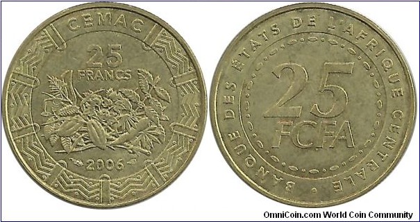 CentralAfrican States 25 Francs 2006
