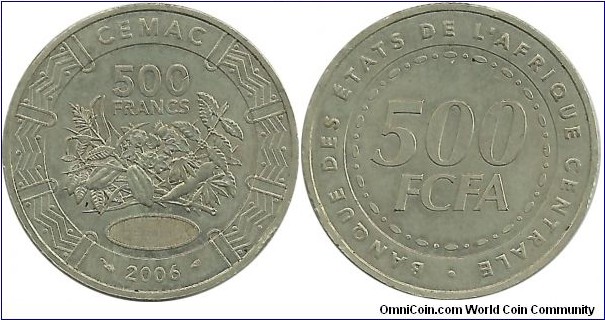 CentralAfrican States 500 Francs 2006