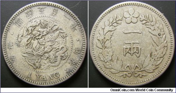 Korea 1893 1 yang. Weight: 5.34g.