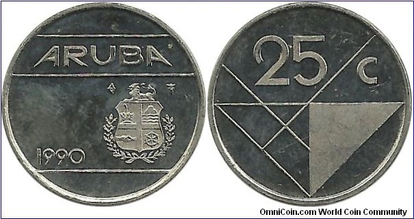 Aruba 25 Cents 1990