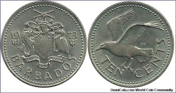 Barbados 10 Cents 1973