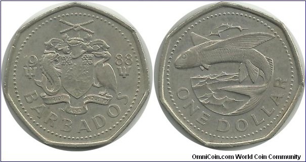 Barbados 1 Dollar 1988 - reduced size