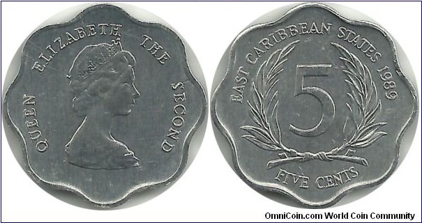 ECaribbeanStates 5 Cents 1989