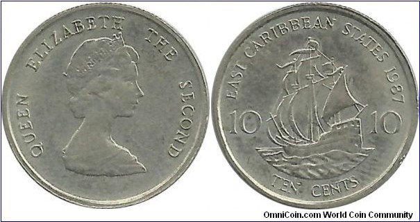 ECaribbeanStates 10 Cents 1987