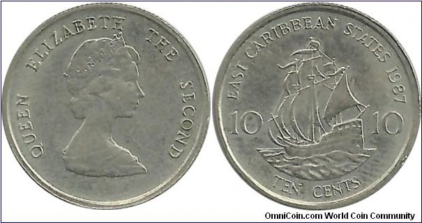 ECaribbeanStates 10 Cents 1987