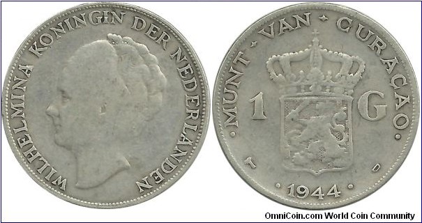 Munt van Curacao 1 Gulden 1944D